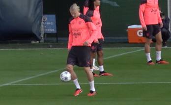 Erling Haaland in the training ground doing kick ups
