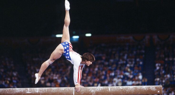 Mary Lou Retton performing a handstand