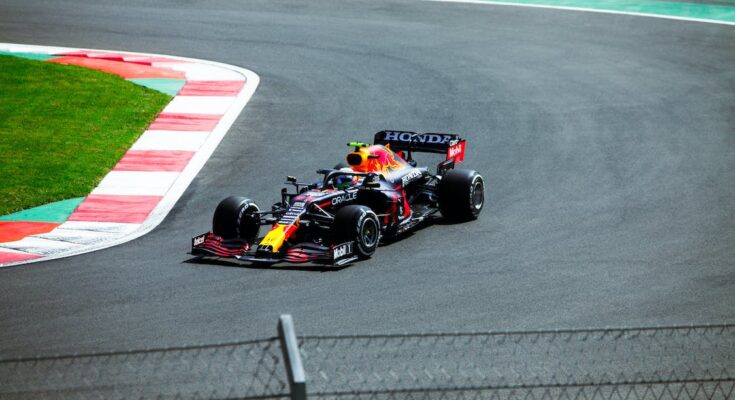 Red Bull car driving around a circuit