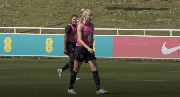 Leah Williamson at training with the Lionesses at St. George's Park.
