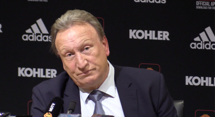 Newly appointed interim manager of Aberdeen Neil Warnock in a press conference