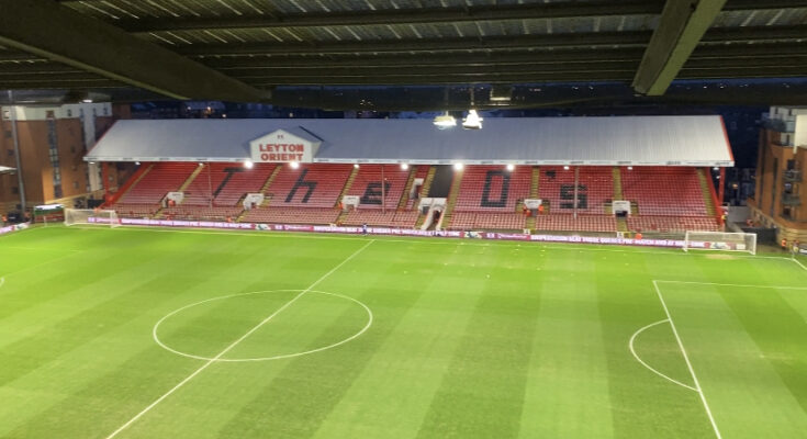 Photo of Leyton Orient's East Stand taken from the press box.
