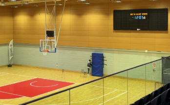 A view of the Solent Kestrels basketball court from the top stand. .