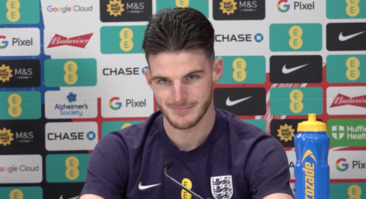 Declan Rice speaking to PA media in a pre-match press conference.