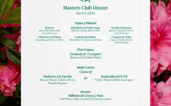 The 2024 Masters Championship Dinner menu, made by Jon Rahm.