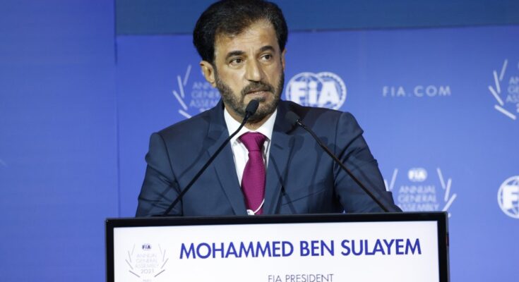 Mohammed Ben Sulayem standing as FIA President in 2021