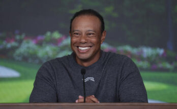 Tiger Woods at the 2024 Masters Press Conference