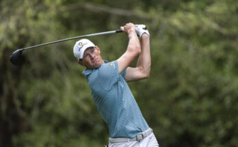 South Africa's Christo Lamprecht hitting a drive at the Masters