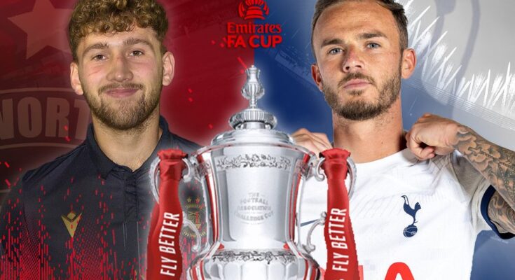 Tamworth vs Tottenham in the third round of the FA Cup graphic.