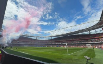 Moments before kick off at the semi-final between Arsenal and Lyon last season in the UWCL.