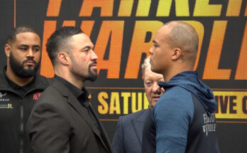 Joseph Parker and Fabio Wardley stand opposite each other for a face off.