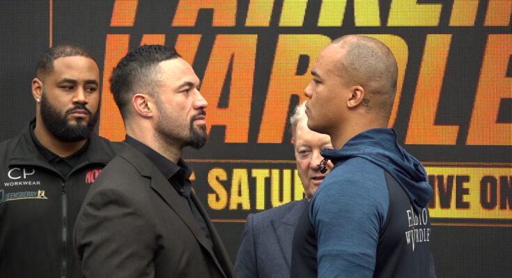 Joseph Parker and Fabio Wardley stand opposite each other for a face off.