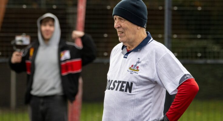 Chairman of the Bournemouth Walking Football Club Alan Sparkes, stand on fooball pitch