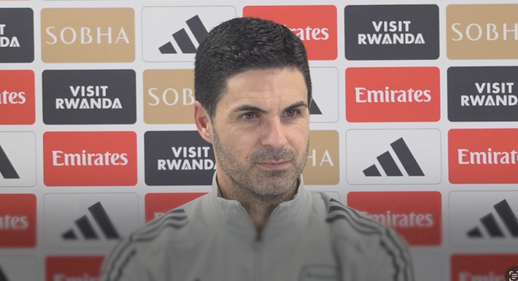 Arsenal manager Mikel Arteta giving a press conference
