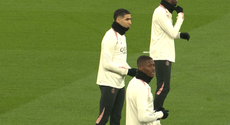 Achraf Hakimi in training action.