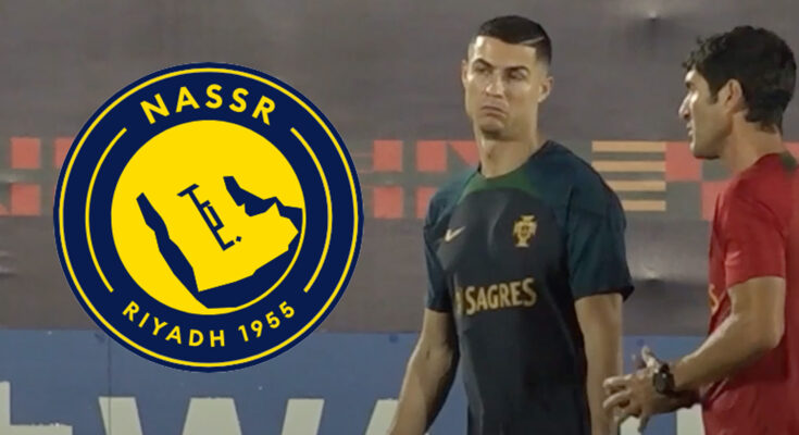 Ronaldo looks frustrated during training with Portugal.