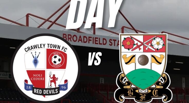 Matchday poster with details of who is covering Crawley Town vs Barnet
