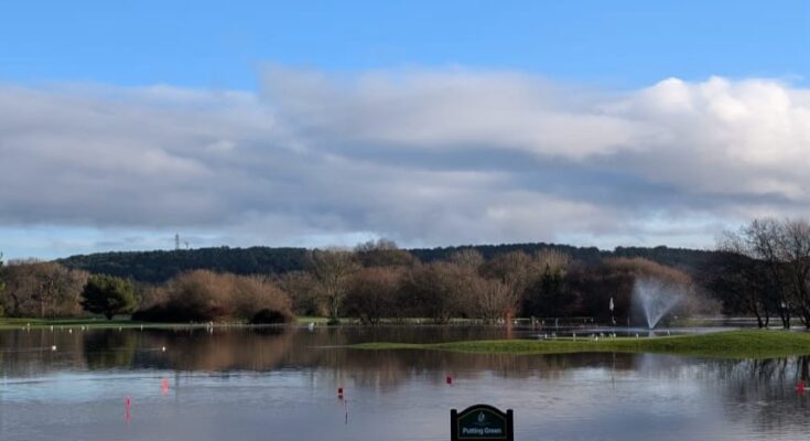 Iford Gold Centre flooded due to the months of continuous rain.