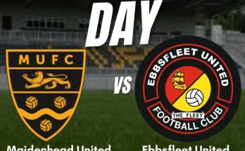 Matchday poster with details of the match between Maidenhead United vs Ebbsfleet United.
