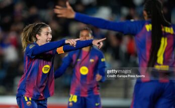 Alexia Putellas of FC Barcelona celebrates a goal during the Spanish Women League, Liga F, football match played between Real Madrid and FC Barcelona at Alfredo Di Stefano stadium on March 29, 2026, in Valdebebas, Madrid, Spain. (Photo By Dennis Agyeman/Europa Press via Getty Images)