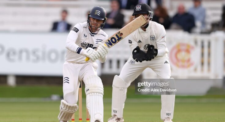LONDON, ENGLAND - APRIL 03: Leus du Plooy of Middlesex bats during the Rothesay County Championship Division 2 match between Middlesex and Gloucestershire at Lord's Cricket Ground on April 03, 2026 in London, England. (Photo by Alex Davidson/Getty Images)