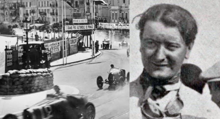 On the left of the screen, a picture of the cars of the 1929 Monaco Grand Prix. On the right, the winner of that race, William Grover-Williams.