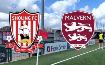 Logos of a boat in a shield and one of lions in a maroon shield with a small football stand behind it.